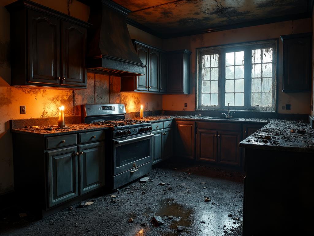 Cuisine après décontamination incendie - Avant