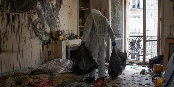 Évacuation des déchets d'un appartement dégradé, service de nettoyage après squat et logement insalubre