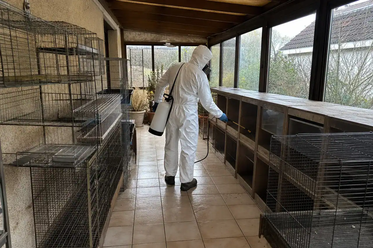 Désinfection d'une véranda occupée par de nombreux animaux dans un pavillon du Val-de-Marne
