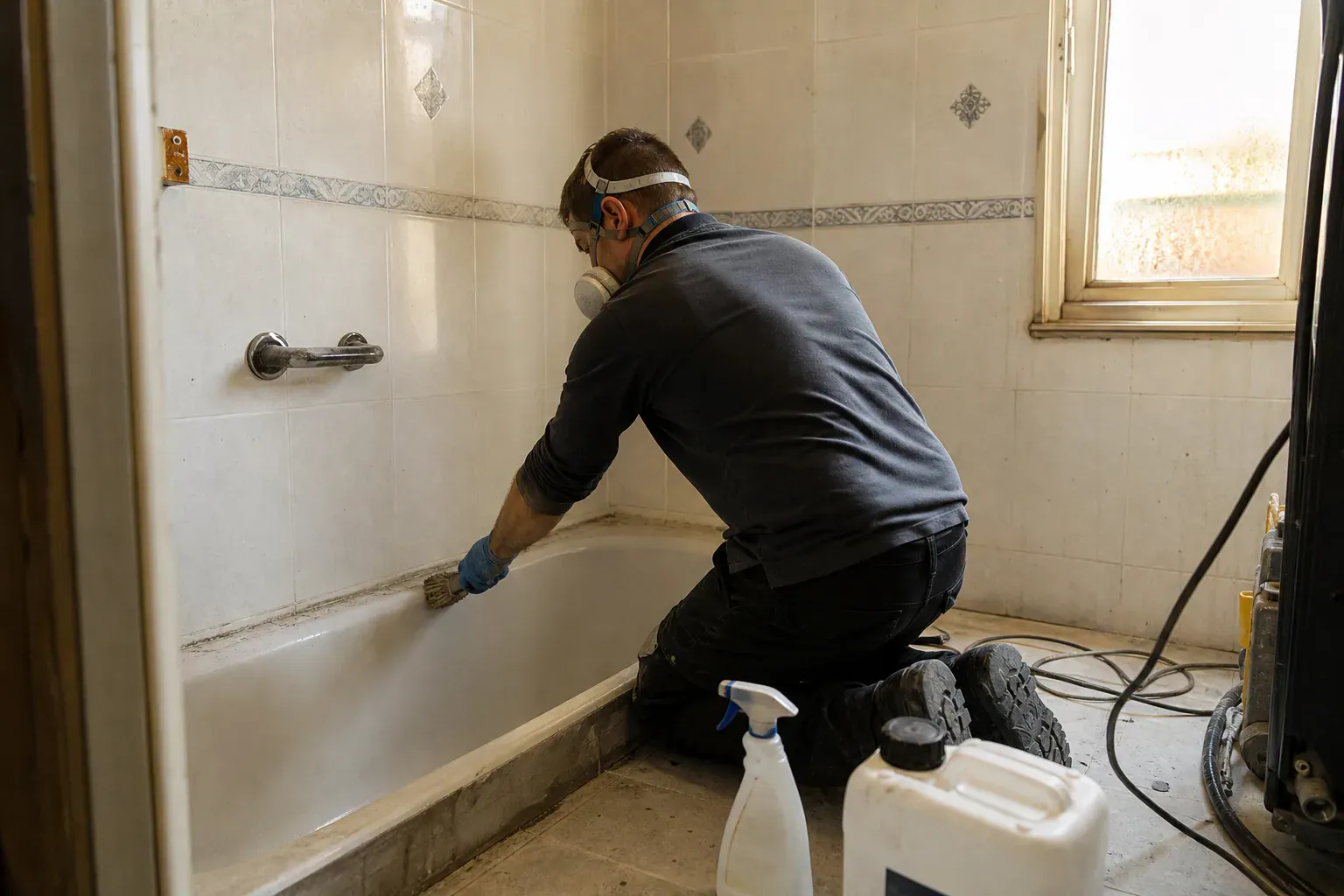 Détartrage d'une baignoire dans un pavillon en Essonne lors d'une remise en état de fin de bail